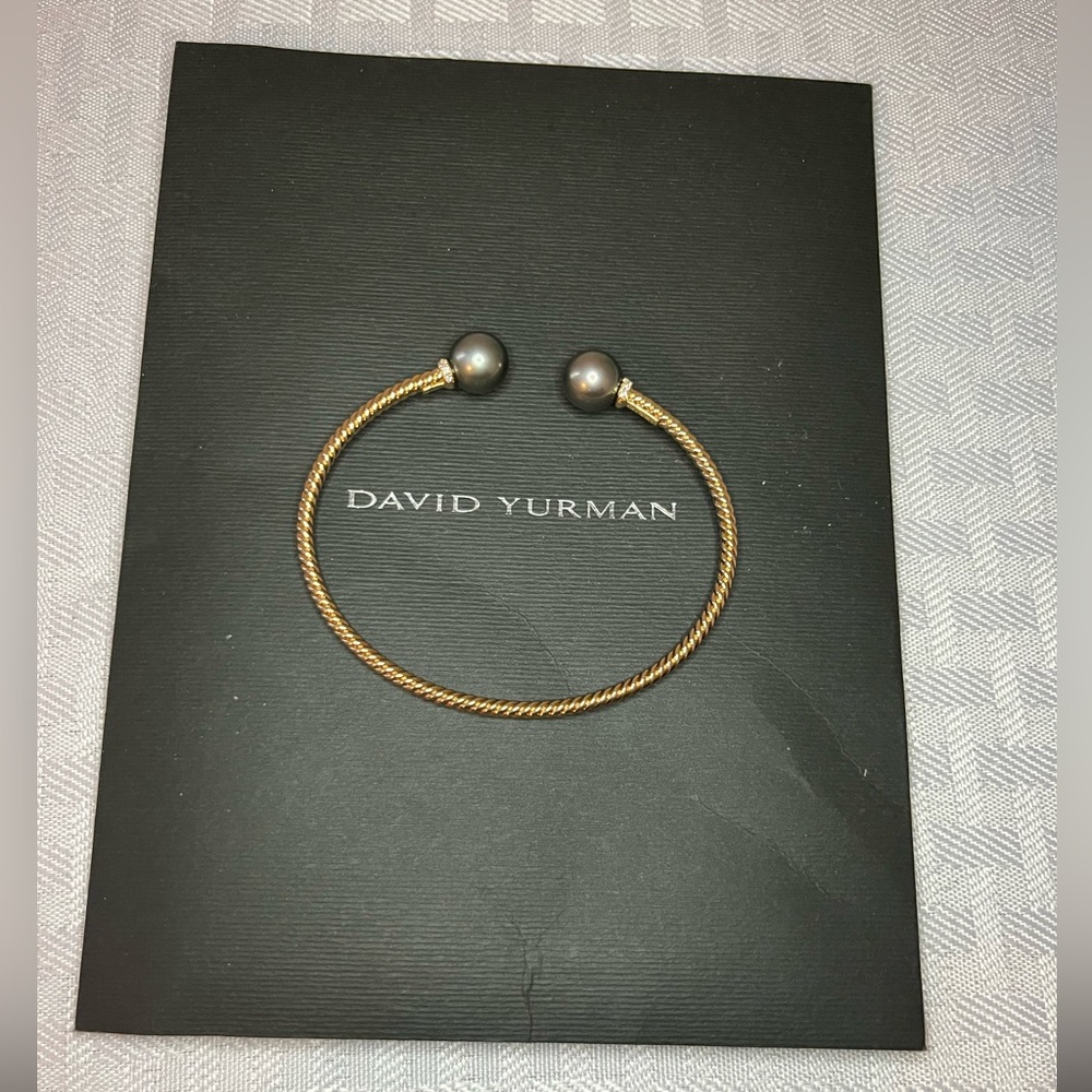 David Yurman Solari Bracelet- 18k Gold with Tahitian Pearls and Diamond Accents